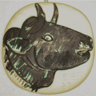 Picasso Bulls profile plaque, picasso ceramics