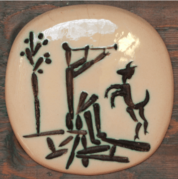 Pablo Picasso Flute player and goat. Picasso ceramics